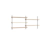 Moebe Wall Shelving WS.65.2 Oak/Stainless Steel