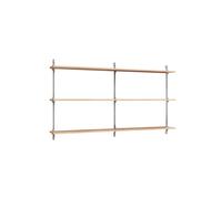 Moebe Wall Shelving WS.85.2.B Oak/Stainless Steel
