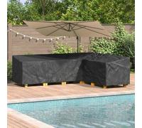Möbelabdeckung Schwarz L-Form, Oxford-Gewebe, wasserdicht, UV-beständig, 3,6 kg, für Gartenmöbel, Terrassenmöbel, Outdoor-Schutz, Frühling & Sommer