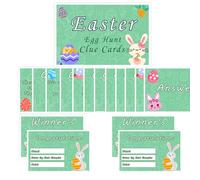 MOECSHSY Easter Egg Hunt Clue Cards for Kids - 15 Large Reusable Indoor Scavenger Hunt Game with 2 Winning Certificates, Easter Game Activities for Kids and Family