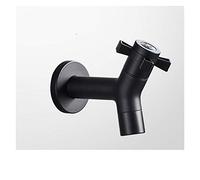 MOEENS Antique Style Black Stainless Steel Wall Mount Faucet, Traditional Curve Spout, Single Hole Installation, 1 Piece, 203.2 mm Width