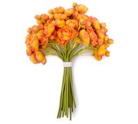 MOEFAL 18-Piece Mini Ranunculus Faux Silk Stems - Lifelike 4-Bloom Stems for Wedding Bouquets, Bridal Shower & Home Décor - Citrus Orange