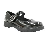 Moelund Ladies Glossy Patent Black Mary Jane Shoes for Women - Chunky Sole Platform Flats with Buckle Strap Retro Style Meets Modern Comfort Dolly Bar Shoe Footwear Classy Flatform UK-4