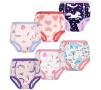 MOEMOE BABY Gilrs Potty Training Pants Lightly Absorbent Reusable Training Underwear for Toddlers,Red Strawberry,6 Pack,3 Years