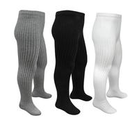MOEMOE BABY Girls Tights,Cotton Footed Dance Tights, Girls leggings,Microfiber Kids Footed Pantyhose,Children's Tights for Girls,School Tights,3 Pack,XL