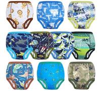 MOEMOE BABY Potty Training Pants for Boys - Cotton Toddler Underwear, Reusable, 10 Pack, Green, 8 Years