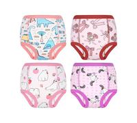 MOEMOE BABY Potty Training Pants for Toddlers,Lightly Absorbent Reusable Training Underwear,Cotton for Girls,Pink Bear,4 Pack,2 Years