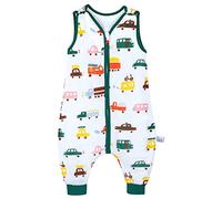 MOEMOE BABY Sleeping Bag with Legs 0.5 Tog Sleeping Bag with Feet Muslin Sleep sack Toddler Summer Baby Sleeveless Wearable Blanket,18-36 Months,M,Car