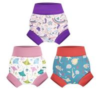 MOEMOE BABY Swim Nappy Reusable Swim Nappies for Toddler,Non Absorbent Swim Diapers Washble Swim Nappy for Boy and Girls,3 Pack,2 Years,Rainbow Unicorn+Seahorse+Devilfish