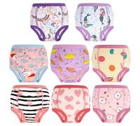 MOEMOE BABY Training Underwear 8 Packs Soft Cotton Absorbent Potty Training Pants for Toddler Boys and Girls 2-9 Years, Pink & Purple, 5 Years