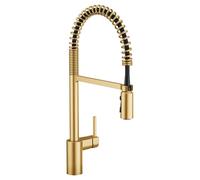 Moen Align Brushed Gold One Handle Spring Pulldown Kitchen Faucet, Farmhouse Style High-Arc Kitchen Sink Faucet with Power Boost for a Faster Clean, 5923BG