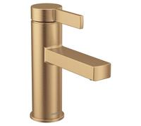 Moen Beric Bronzed Gold Modern One-Handle Single Hole Bathroom Faucet with Drain Assembly and Optional Deckplate for Your Bath Sink, 84774BZG