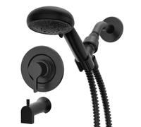 Moen Beric Matte Black Single Handle Modern Tub and Shower Faucet with Handshower, Valve Included, 82775BL