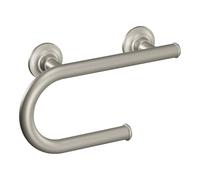 Moen Brushed Nickel Bathroom Safety 8-Inch Wall Mounted Grab Bar with Integrated Toilet Paper Holder, LR2352DBN