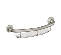Moen Brushed Nickel Bathroom 16-inch Safety Grab Balance Assist Bar with Storage Shelf for Bathtub or Shower, R2356DBN