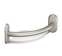 Moen LR2354DBN Bathroom Safety 9-Inch Curved Bathroom Grab Bar with Integrated Corner Shelf, Brushed Nickel