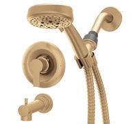 Moen Meena Bronzed Gold Single Handle Modern Shower Faucet with Handshower and Tub Spout for Bathtub, Valve Included, 82618BZG
