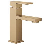 Moen Revyl Bronzed Gold One-Handle Single Hole Modern Bathroom Sink Faucet with Optional Deckplate and Spring Loaded Drain Assembly, 84771BZG