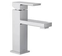Moen Revyl Chrome One-Handle Single Hole Modern Bathroom Sink Faucet with Optional Deckplate and Spring Loaded Drain Assembly, 84771