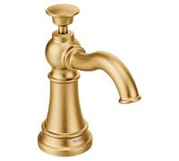 Moen S3945BG Traditional Deck Mounted Kitchen Soap Dispenser with Above The Sink Refillable Bottle, Brushed Gold, 3.69x11.75x5.88