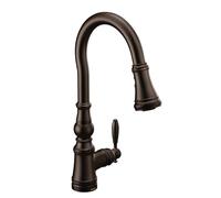 Moen S73004ORB Weymouth Shepherd's Hook Pulldown Kitchen Faucet Featuring Metal Wand with Power Boost, Oil Rubbed Bronze