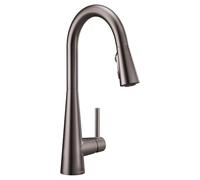 Moen Sleek Matte Black One Handle, Single-Hole Pulldown Kitchen Faucet with PowerBoost Technology for Faster Water Flow, Moder Kitchen Sink Faucet with Pulldown Sprayer, 7864BL