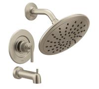 Moen T3003EPBN Gibson Posi-Temp Pressure Balancing Modern Tub and Shower Trim with 8-Inch Rainshower Valve Required, Brushed Nickel
