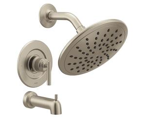 Moen T3003EPBN Gibson Posi-Temp Pressure Balancing Modern Tub and Shower Trim with 8-Inch Rainshower Valve Required, Brushed Nickel
