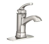Moen WS84414MSRN Hensley Single Handle 1 Hole Bathroom Faucet, Spot Resist Brushed Nickel