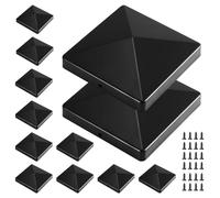 Moendergo 12 PCS Black Fence Post Caps 4x4 inch Plastic Fence Post Caps with 24 7x12mm Screws, Corrosion-Resistant and Durable, Suitable for Wooden Fence Posts, Balcony, or Outdoor Column Caps.