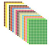 Moendergo 3072PCS Dot Stickers 10mm,16 Assorted Colours Removable Stickers Labels, Writable Small Round Sticker for Planners, Folders, Jars