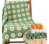 MoEnergy Crochet Kit, Crochet Blanket Kit, Complete Starter Crochet Kits for Beginners Adults with Step-by-Step Instructions Book Yarn & Accessories, Learn to Crochet Daisy Granny Square Blanket Kit