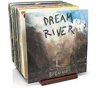 MÖNKE Premium Vinyl Record Storage - a Mid-Century Style Record Holder, 50 LP Capacity - with a Now-Playing Record Display Groove (Brown)