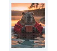 MOER SKY Diamond Painting Kit for Adults Capybara in The Sunset Hot Springs Diamond Art for 5D Capybara Gem Art for Adults DIY Crafts Kits for Home Wall Decor Gifts 12x16 inch