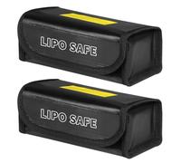 MOERAE 2pcs Lipo Battery Safe Bag, Fireproof Explosion-proof Lipo Battery Bag, Black Battery Safety Protection Bag, Lipo Battery Bag Large Capatity for Storage Charging (18.5 x 7.5 x 6 cm)
