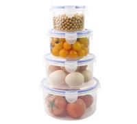 MOERDIFFER Set of 4 Freezer Containers with Lid, Small Plastic Food Storage Containers with Lid, Salad Bowl Set, 300 ml/600 ml/1000 ml/1500 ml, Airtight Food Containers for Food Storage