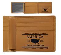 Moerge Gifts for the 250th Anniversary of the USA, Personalized Engraved Commemorative Blocking Bifold Leather Wallets for Men, Patriotic Gift from Parents Friends, map, English version 1, Bifold