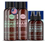 Moerie Hair Growth Shampoo, Conditioner and Spray for Men and Women, Hair Loss Solution with Biotin and Rosemary, Thickening Hair Regrowth Set with Serum Level Care for Thinning Hair (Double)