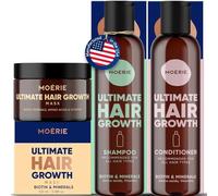 Moerie Mineral Shampoo And Conditioner Plus Hair Mask Pack - The Ultimate Hair Care Set - For Longer, Thicker, Fuller Hair - Vegan Hair Products - Paraben Free Hair Products