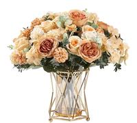 Moerstar 2 Bundles Artificial Flowers, Silk Rose Hydrangea Faux Peonies Bouquets, Fake Pink Artificial Flowers for Wedding Party Table Home Decoration (Champagne)
