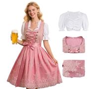 Moerstar Dirndl Women's Midi Costume Dress Dirndl Dress Women's Dirndl Blouse Dirndl Apron Costume Skirt Dirndl Blouse Oktoberfest Outfit, pink, M
