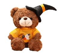 Moerstar Halloween Plushies Bear Doll with Hat, Cute Bear Plush Toy Pumpkin Witch Hat Elements Soft Toy for Kids Boys Girls (Style 2)