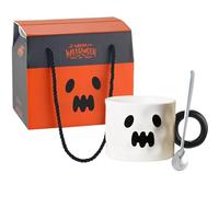 Moerstar Halloween Pumpkin Mug, Halloween Cute Ceramic Autumn Pumpkin Ghost Cups with Handle for Women Men Adults Kids (Style 3)