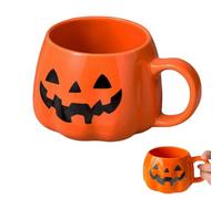 Moerstar Halloween Pumpkin Mug, Halloween Cute Ceramic Autumn Pumpkin Ghost Cups with Handle for Women Men Adults Kids (Style 1)