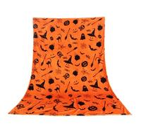 Moerstar Halloween Throw Blanket, Orange Spider Ghost Candy Bat Pumpkin Soft Blanket for Sofa Bed Couch Chair Dorm Halloween Decorations