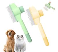 Moerstar Paw Moon fur Flash Brush, Paw Moon fur Lightning Brushes with Release Button, Cat Dog Hair Brushes, Pet Grooming Brush for Short Long Haired Cats Dogs (Green+Yellow)