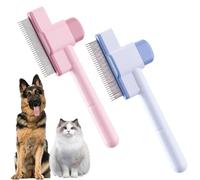 Moerstar Paw Moon fur Flash Brush, Paw Moon fur Lightning Brushes with Release Button, Cat Dog Hair Brushes, Pet Grooming Brush for Short Long Haired Cats Dogs (Blue+Pink)