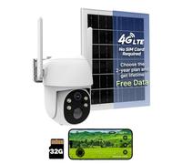 MOES 4G LTE Security Camera Outdoor with SIM Card, Solar Powered, Supports Pay-Once Lifetime Data - 1080P Wireless PTZ, Color Night Vision - for Farm, Barn, Off-Grid Security