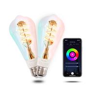 MOES E27 Vintage Smart Bulbs, WiFi RGB Edison Lamp, 2 Pack