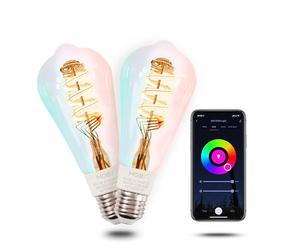 MOES E27 Vintage Smart Bulbs, WiFi RGB Edison Lamp, 2 Pack